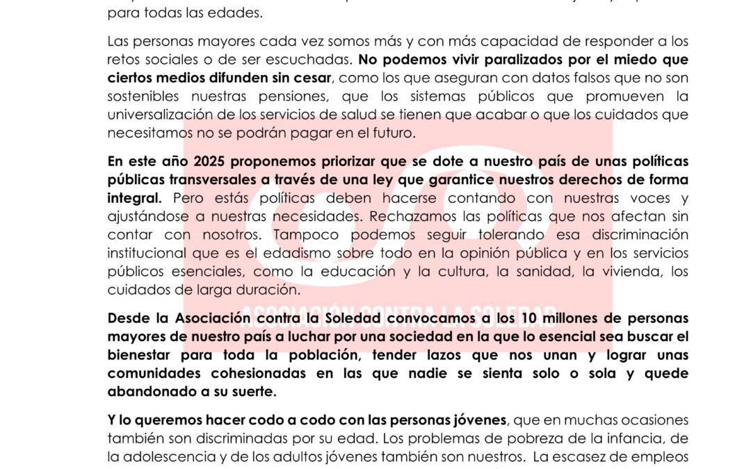 1 de octubre. Día Internacional de las Personas Mayores.